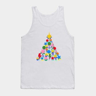 Bright Colour Christmas Tree, Lightning, Star and Baubles Tank Top